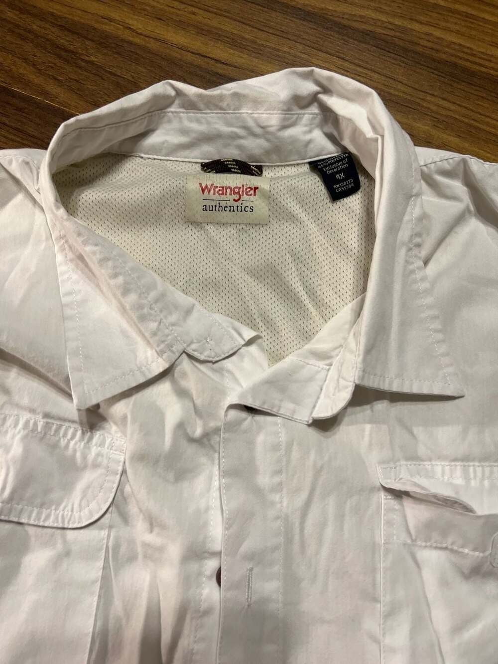 Wrangler Authentics Men's Short Sleeve Vented Fishing Utility Shirt White 4X